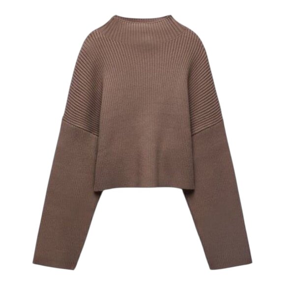 Zara Sweaters - Zara Boxy Fit Ribbed Mock Neck Drop Shoulder Sweater in Mauve Women's Small